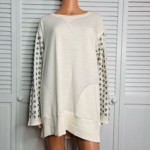 MELISSA MCCARTHY Cream Embellished Sleeve Sweater Size 1X